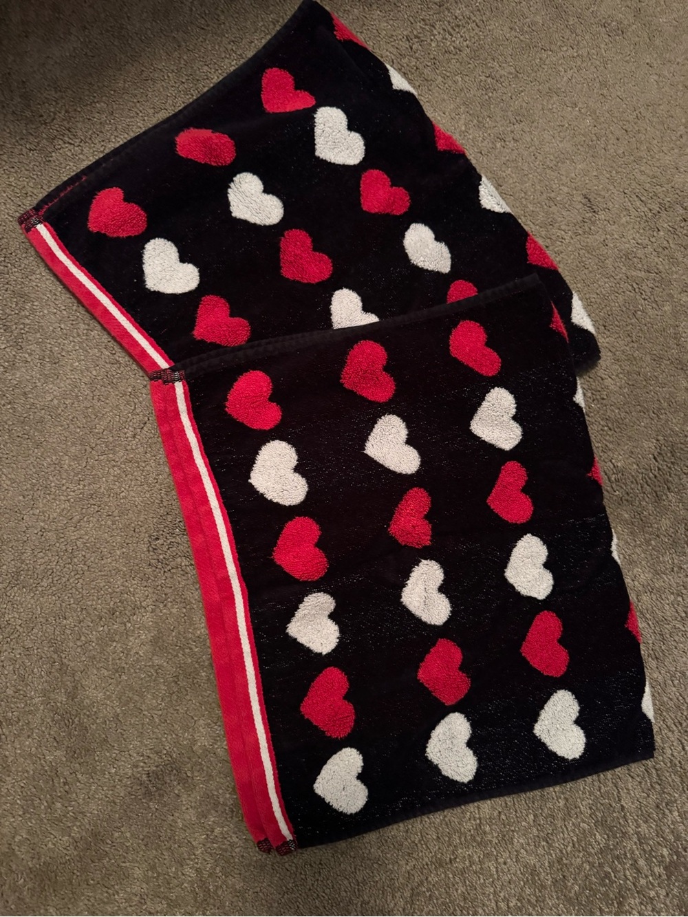 Kids Black Heart Print Leggings with Red and White Hearts